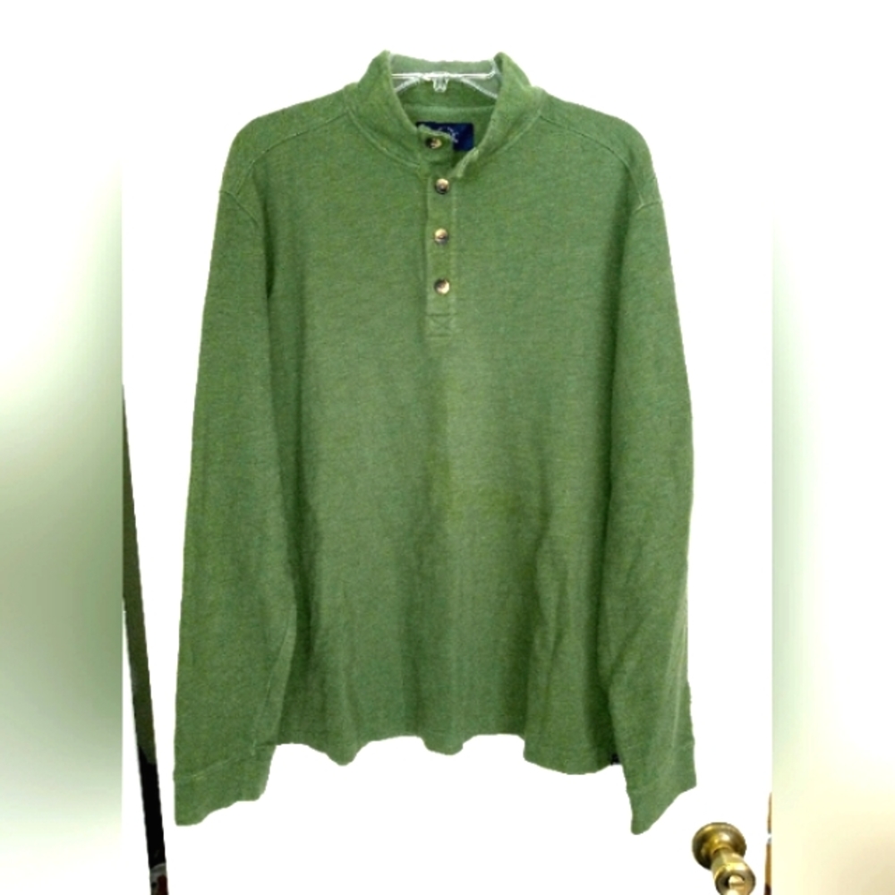 Even Tide XL green long sleeve 1/4 button down shirt